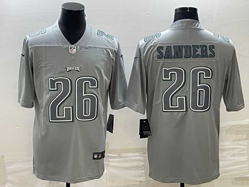 Mens Philadelphia Eagles #26 Miles Sanders Gray Atmosphere Fashion Stitched Jersey